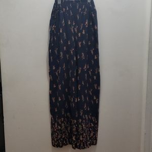 Wide leg stretchy floral high-waisted pants